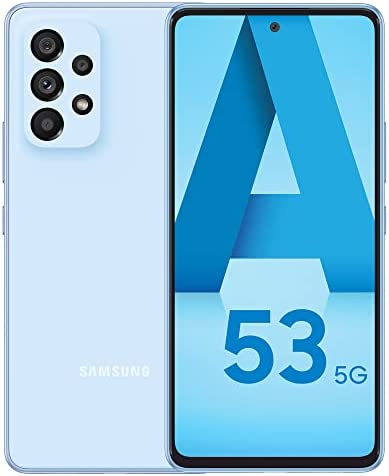 Samsung Galaxy A53 5G, Téléphone Mobile 128 GO Bleu, Smartphone Android, Carte SIM Non Incluse, Version FR Fiche Technique et Prix au Maroc