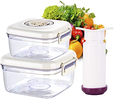 Annalocker Ensembles de Boîtes de Stockage de Nourriture Sous Vide rectangulaire, ensemble de démarrage pour Machine à Sceller Sous Vide pour Economiseurs de Nourriture, 1 Pompe à Main 1100 ml/2200 ml Fiche Technique et Prix au Maroc