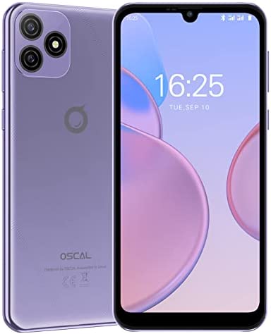 OSCAL Téléphone Portable Debloqué, C20 Pro Smartphone Debloqué 4G Android 11, Écran 6.1" HD+, Octa-Core, 2Go+32Go/SD-128Go, 3380mAh, 8MP+2MP, Dual SIM/3 Slots/Face ID (Violet) Fiche Technique et Prix au Maroc