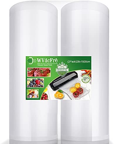 WVacFre 2 Rouleau 28x1500cm Rouleau Sacs Pour Machine Sous Vide Alimentaire,sans BPA et LFGB Sac de Congelation Sous Vide,Compatible Avec n'importe Quelle Scelleuse Sous Vide Fiche Technique et Prix au Maroc