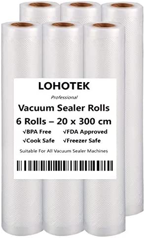 Mise sous vide Sac sous vide alimentaire, Rouleaux d'emballage pour Machine sous vide 6 Packs 20cm x 300cm pour Économiseur de nourriture Fiche Technique et Prix au Maroc