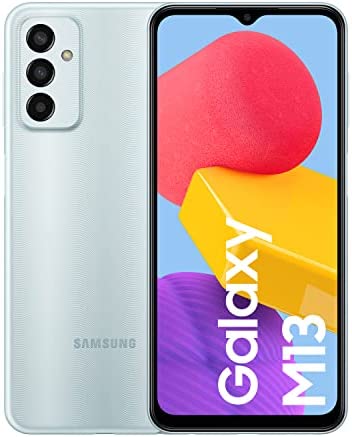 Samsung Galaxy M13 Téléphone portable débloqué, Android, Smartphone avec 4 Go de RAM, 64 Go de Stockage, bleu clair [version espagnole] Fiche Technique et Prix au Maroc
