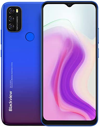 Blackview A70 Android 11 Téléphone Portable, Ecran HD+ 6,5’’, 8,3mm Mince&Léger, Batterie Massif 5380mAh, Octa Core 3Go 32Go, 13MP+5MP, Smartphone Debloqué Dual SIM 4G, Empreintes Digitales Bleu Fiche Technique et Prix au Maroc