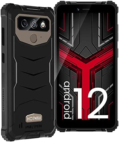 HOTWAV T5 Pro (2022) Telephone Portable Incassable Android 12, Batterie 7500 mAh, Écran 6,0" HD Smartphone Incassable, 4Go+32Go/SD 512Go, 13MP + 5MP, Dual SIM 4G Smartphone Débloqué - Face ID/OTG/GPS Fiche Technique et Prix au Maroc