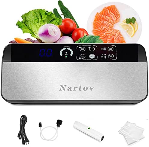 Machine Mise sous vide Alimentaire 8 en 1 Indicateur Progression LED et Affichage Numérique avec Rouleau et Cutter pour Aliments Secs Humides Viandes Fruits 10 Sacs Sous Vide 1 Rouleau Fiche Technique et Prix au Maroc