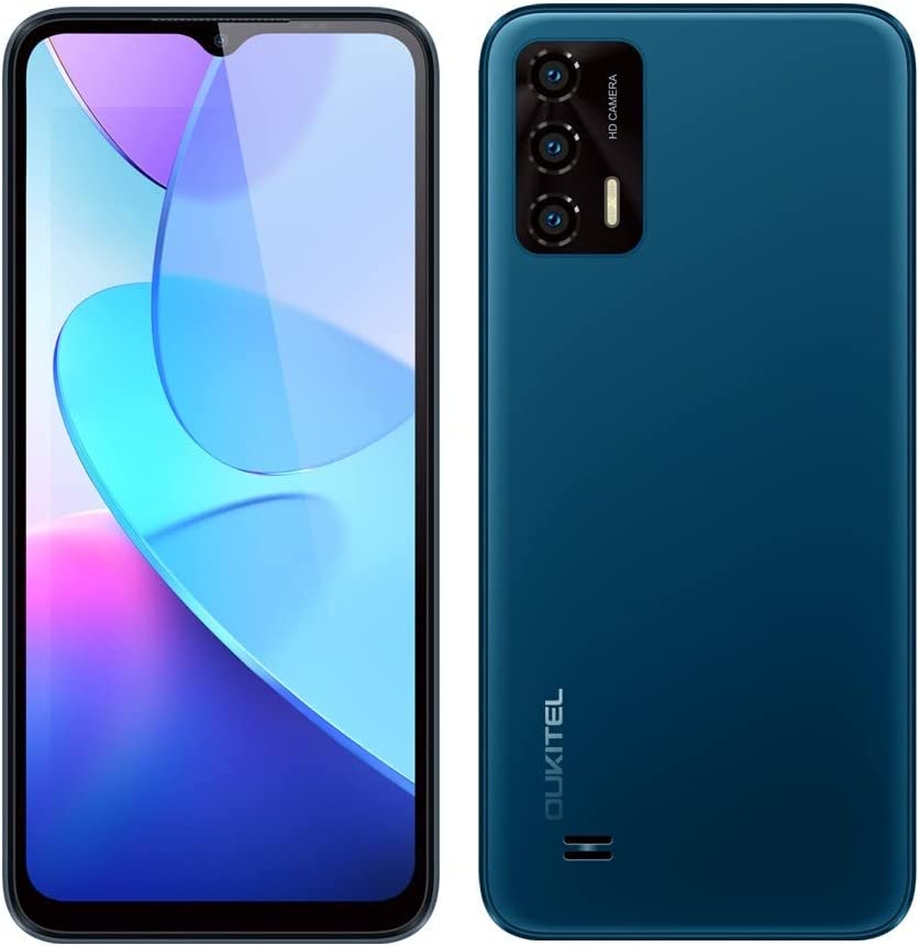 OUKITEL Android 12 4G Téléphone Débloqué C31, 3Go+16Go, Dual SIM+SD (Emplacement pour 3 Cartes), Helio A22 Quad-Core Smartphone, Batterie 5150mAh, 6,52'' HD+ Ecran, Caméra 13MP, Type-C GPS Bleu Fiche Technique et Prix au Maroc
