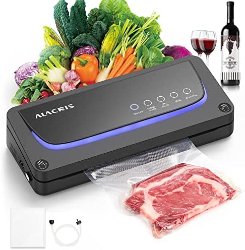 ALACRIS Machine Sous Vide pour Aliments Secs et Humides - 5 en 1 Appareil Sous Vide avec Rouleau et Cutter Système Automatique, Sacs Sous Vide Inclus, LED Appareil de mise sous vide Fiche Technique et Prix au Maroc