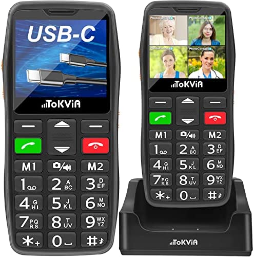 TOKVIA GSM téléphone Portable Senior, Telephone Portable Basique avec Débloqué pour Grosse Touche, Bouton SOS, Caméra, et Socle Chargeur T102 Fiche Technique et Prix au Maroc