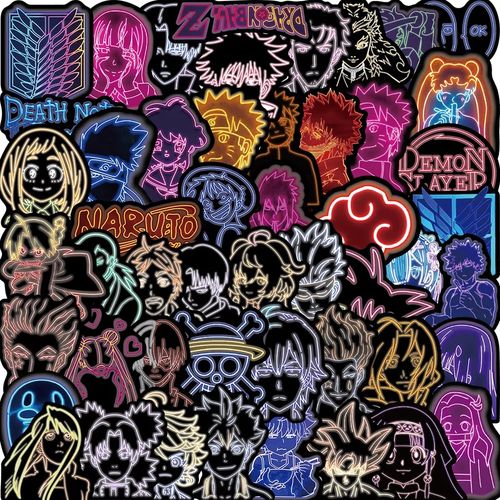 Anime Style Néon mixed onepiece, deathnote, demonslayer, Attack on titan, naruto, Jujutsu Kaisen, dragon, X Hunter Autocollants De Dessin Animé
 Fiche Technique et Prix au Maroc