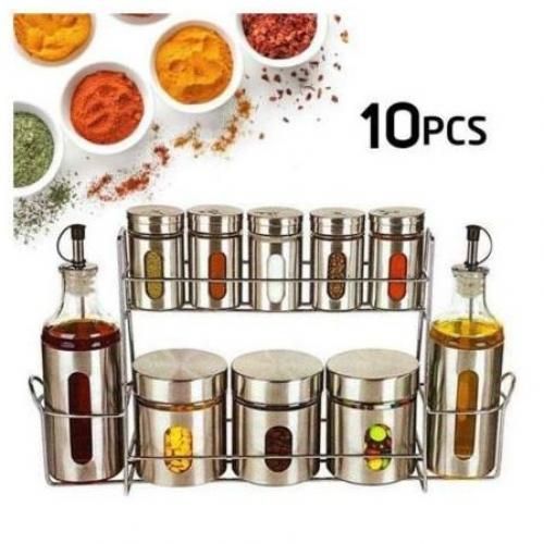 Boite à épices inox service à épices de 10 piéces
 Fiche Technique et Prix au Maroc