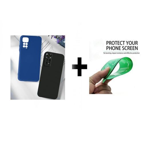 Case Pack : 2 pochette Xiaomi Poco m4 pro 4G silicone Goma Bleu et Noir + Ciramik
 Fiche Technique et Prix au Maroc