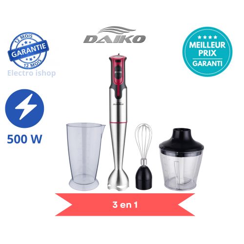 Daiko Mixeur plongeant - 3 en 1 -  accessoires emulsifiant et hachoir
 Fiche Technique et Prix au Maroc