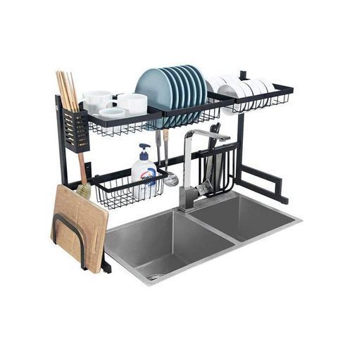 Égouttoir d'évier en acier inoxydable, rangement de la vaisselle, simple et Double cuve, étagère de cuisine - Noir
 Fiche Technique et Prix au Maroc