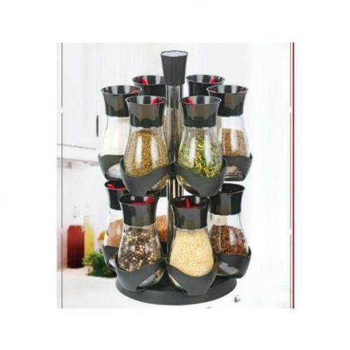 Ensemble de pots à épices, 12 pièces, support de rangement rond et rotatif
 Fiche Technique et Prix au Maroc