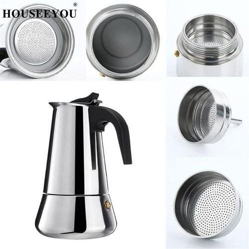 Espresso Maker 4 Cups Cafetière 4 Tasses Pot à café expresso inoxydable
 Fiche Technique et Prix au Maroc