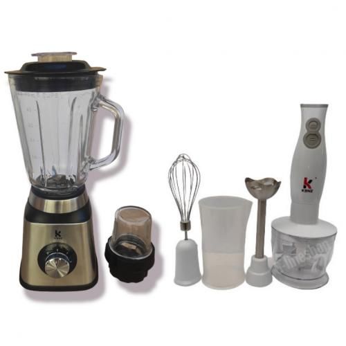 Kenz Blender Bol En Verre 1.5L+ Moulinette A Épices+Mixeur Plongeant 4EN1
 Fiche Technique et Prix au Maroc