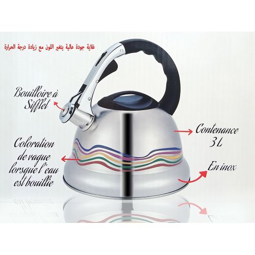 Kenz Bouilloire Magic INOX INDUCTION 3L à Sifflet - Couleur Change après l'ébullition
 Fiche Technique et Prix au Maroc
