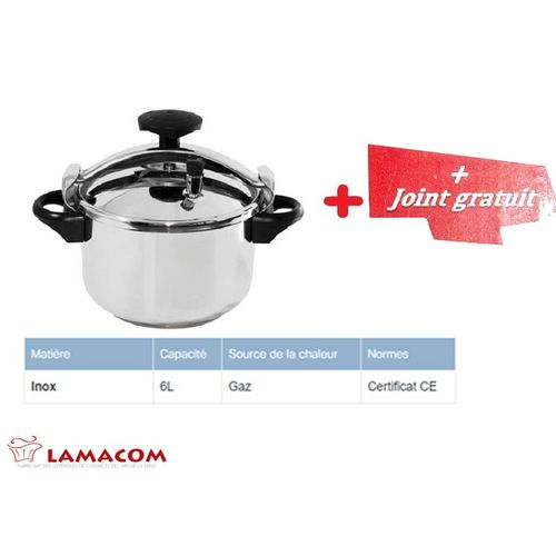 Lamacom Autocuiseur inox 18/8 +  (cocotte inox ) // Lamacom: 6 Littres
 Fiche Technique et Prix au Maroc