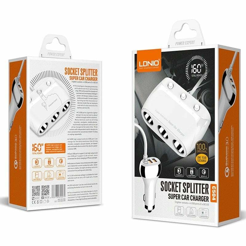 Chargeur de voiture allume-cigare multiprise - LDNIO - KEVAJO