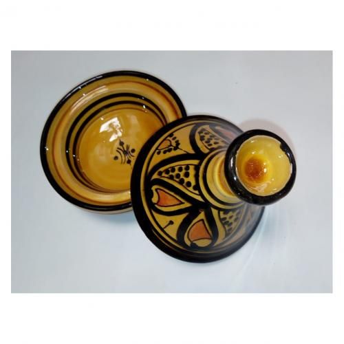 MINI TAJINE  DÉCORATIF ARTISANAT MAROCAIN EN POTERIE DE COULEUR JAUNE
 Fiche Technique et Prix au Maroc
