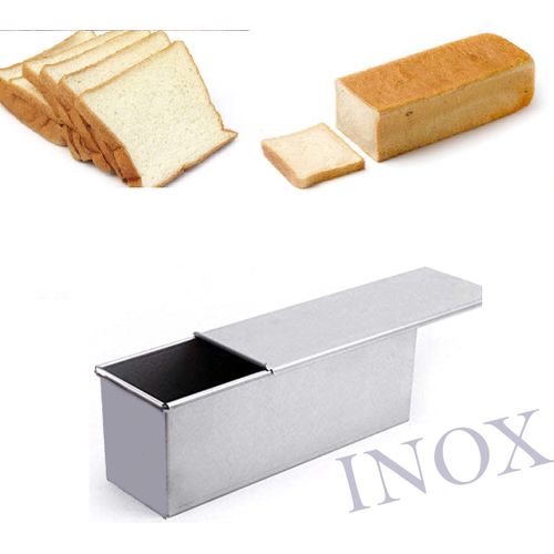 Moule à pain rectangulaire en acier Inoxydable antiadhésif avec couvercle boîte à pain grillé gâteaux
 Fiche Technique et Prix au Maroc
