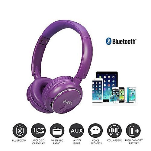 Nia Casque Bluetooth Q1 Appel, Micro, AUX, Carte memoire ,Radio FM - Mauve
 Fiche Technique et Prix au Maroc