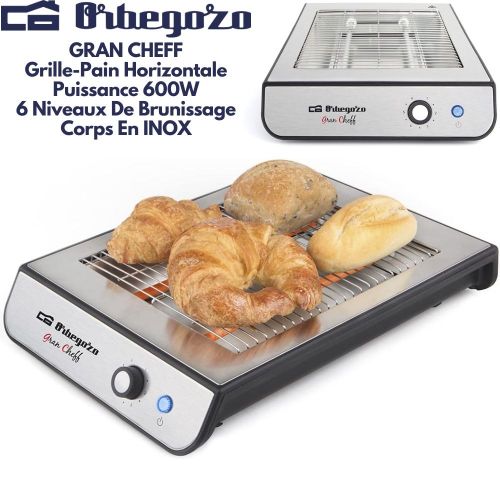 Orbegozo GRAN CHEFF Grille Pain Horizontale En INOX Et Toaster De 6 Niveaux De Brunissage Avec Minuteur 600W
 Fiche Technique et Prix au Maroc