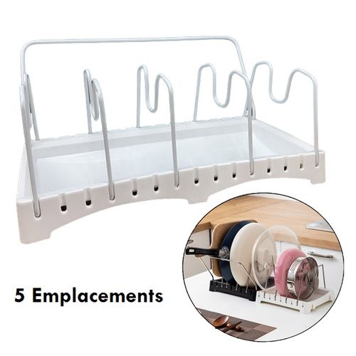 Organisateur à vaisselle réglable Support & Rangement de Casseroles 5 partitions
 Fiche Technique et Prix au Maroc