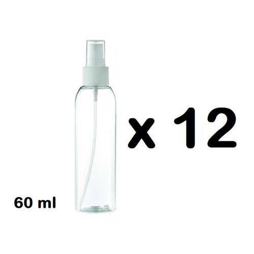 PACK 12 FLACONS SPRAY VIDES 60ML - TRANSPARENT EN PLASTIQUE POUR PULVÉRISATION
 Fiche Technique et Prix au Maroc