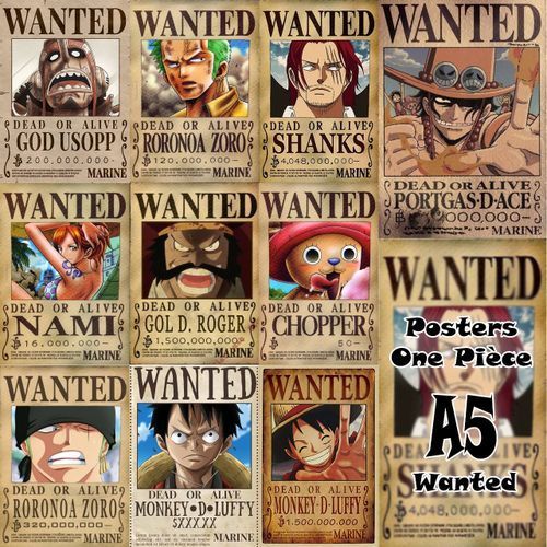 Pack 12 Posters Wanted One Piece Anime Autocollant High Quality Décoration
 Fiche Technique et Prix au Maroc