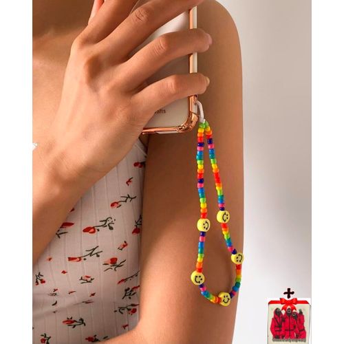 Phone Strap Colorful Smiley + Sticker Choose
 Fiche Technique et Prix au Maroc