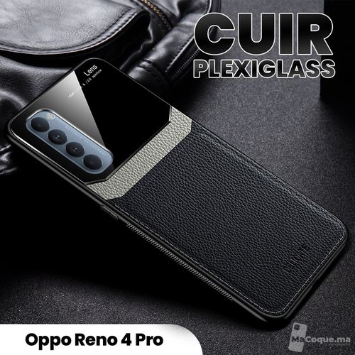 Pochette Oppo Reno 4 Pro en Cuir Noir & Plexiglass Coque Antichoc
 Fiche Technique et Prix au Maroc