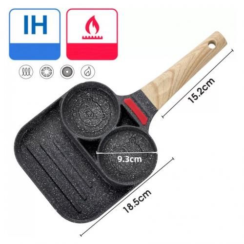 Poêle granite carrée 3 parties - Préparation des plats - Anti-adhésif
 Fiche Technique et Prix au Maroc
