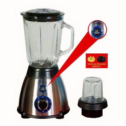 Polaris Mixeur 700w blender 5 vitesse avec fonction ice crush bol en verre 1,5l + moulin à epice
 Fiche Technique et Prix au Maroc