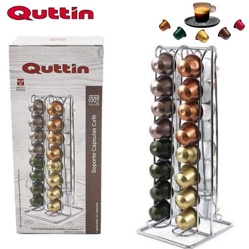 Quttin Support de 32 capsules a café Nespresso en acier inoxydable Porte dosettes élégant
 Fiche Technique et Prix au Maroc