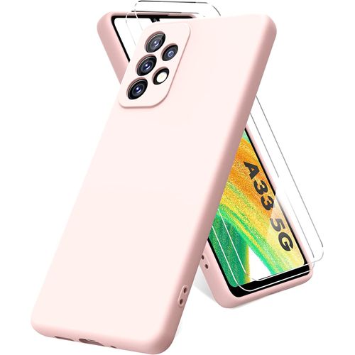 Samsung A33 5G Coque Silicone Rose Nuit + 1 Verres Trempes Noir
 Fiche Technique et Prix au Maroc