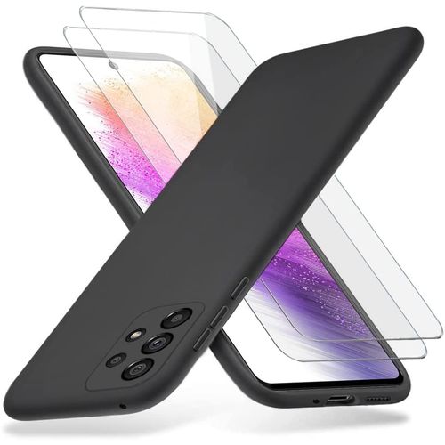 Samsung A73 5G Coque Silicone Noir + 1 Verres Trempes Noir
 Fiche Technique et Prix au Maroc