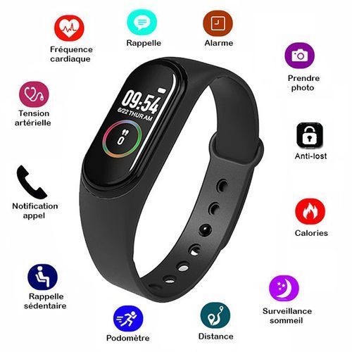 Smart Watch Smart M4 Cables Nouveau M4 Bracelet intelligent Bracelet montre Fitness
 Fiche Technique et Prix au Maroc