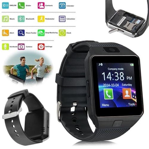 Smart watch connectée Bluetooth & écran tactile & carte SIM & Caméra - Noir
 Fiche Technique et Prix au Maroc