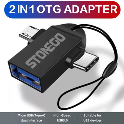 Stonego 2 en 1  adaptateur OTG, USB 3.0 femelle vers Micro USB mâle et USB type C, en alliage d'aluminium
 Fiche Technique et Prix au Maroc