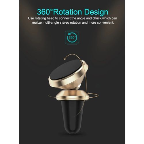 Support de téléphone à rotation 360° magnétique puissant pour voiture gold
 Fiche Technique et Prix au Maroc