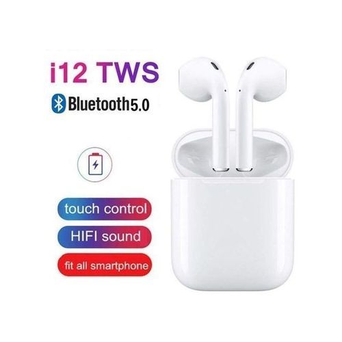 TWS i12 Tws Écouteurs Bluetooth 5.0 Wireless headphones Earbuds avec boîte de charge pour tous les téléphones
 Fiche Technique et Prix au Maroc