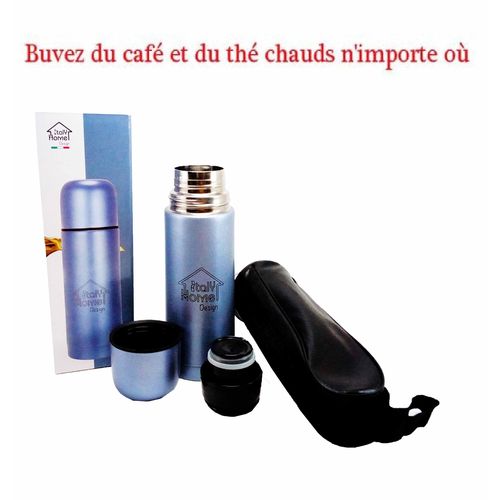 Thermo Inox de belle couleur Pour Boissons Chaudes  et Froides // Thermos à Bouchon + Tasse + sac / capacité de 0.35 L
 Fiche Technique et Prix au Maroc