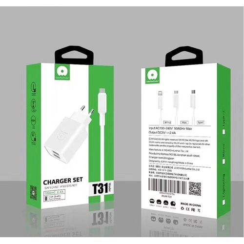 WUW Chargeur 2USB Rapide fast AVEC Cable type-C pour  / Xiaomi/ Oppo / Samsung / LG
 Fiche Technique et Prix au Maroc