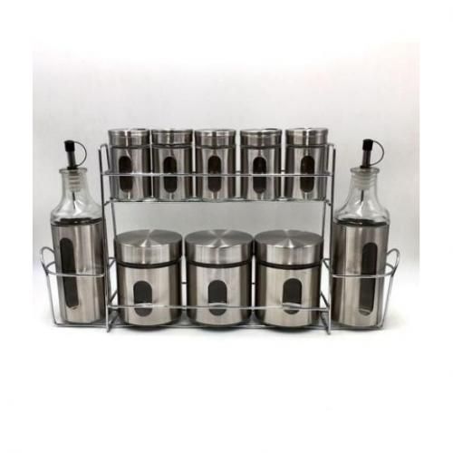 boite à épices moderne en inox contient 10 pièces avec support
 Fiche Technique et Prix au Maroc