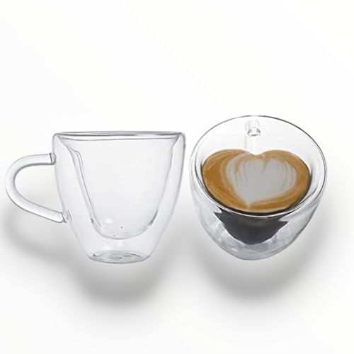 1 tasse double paroi forme de cœur café et thé résistant chaleur
 Fiche Technique et Prix au Maroc