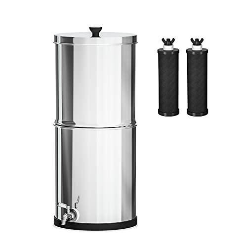 Purewell Système de Filtre à Eau par Gravité,3 Etages Seau de Filtration d'eau Avec 2 éléments de Filtrage Élimine 99,9999% Pollutants,2,25 gallons Pour le camping et la famille Fiche Technique et Prix au Maroc