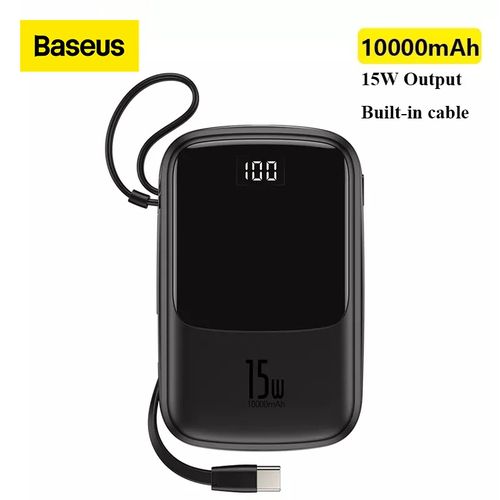 Baseus Power Bank 10000mAh 15w, avec Affichage Numérique et Câble Type C intégré - Noir
 Fiche Technique et Prix au Maroc