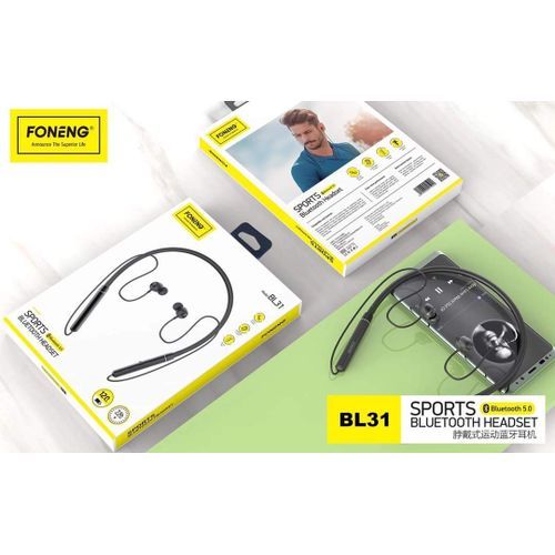 Foneng Original écouteurs sans fil BL31 Bluetooth 5.0 Neck-mounted Sports Bluetooth Earphone (Noir)
 Fiche Technique et Prix au Maroc