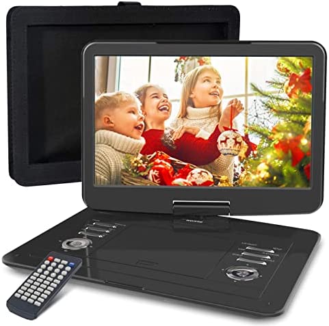 WONNIE Lecteur DVD portable de 15,5" avec écran pivotant de 270 °, Aukku intégré 4 heures, son stéréo, sans région, lecteur DVD de voiture compatible USB/SD/AV Out & IN (noir) Fiche Technique et Prix au Maroc